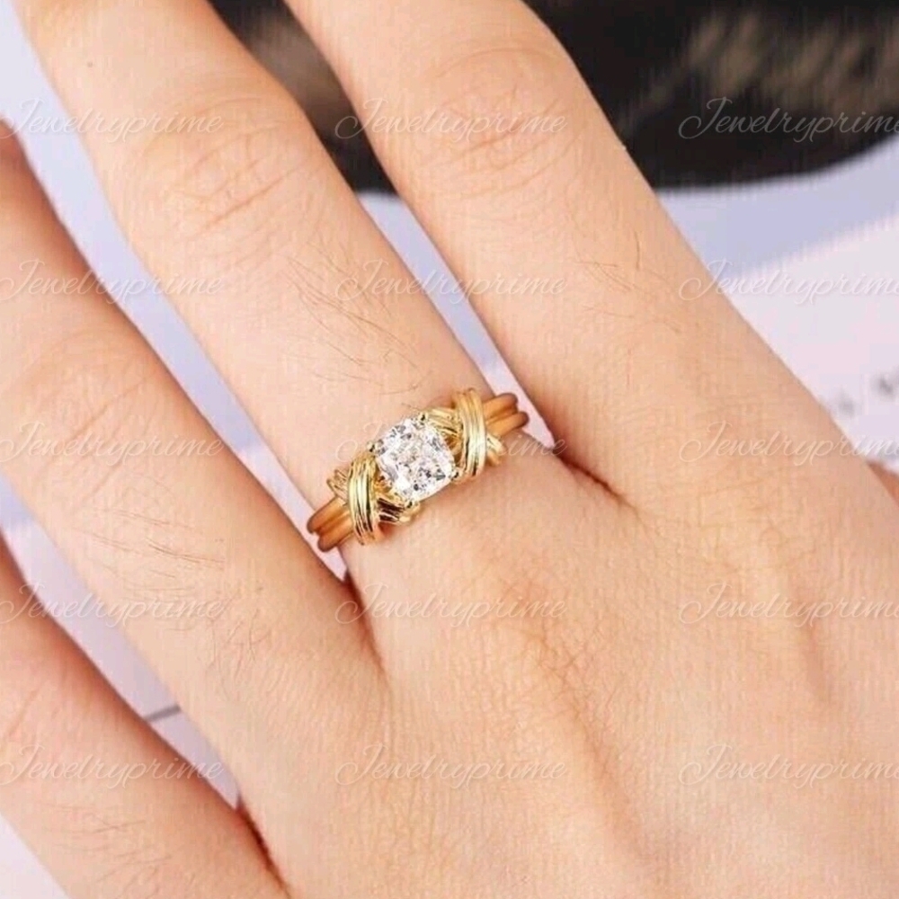 2Ct Round Cut Diamond Lab Created Engagement Ring 14K Yellow Gold Plated - Sz 6